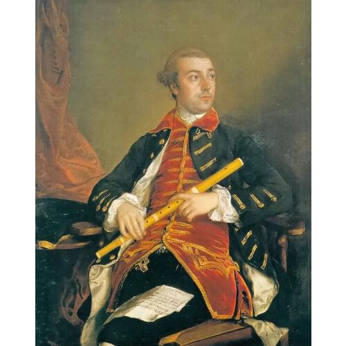 Classic Portrait Wall Art Pictures Oil Painting on Canvas Home Decor William Wollaston with Flute Thomas Gainsborough Handmade