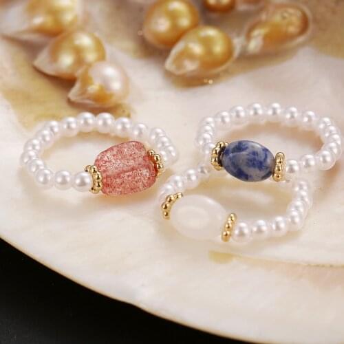 Pearl Bead Rings for Women Geometric Simulated Pearls Minimalist Finger Ring Vintage Party Jewellery Wedding Accessories Gifts