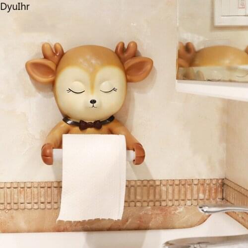 Personality and creative toilet tissue box, vinyl material, cartoon sika deer, punch-free face towel holder bathroom accessories