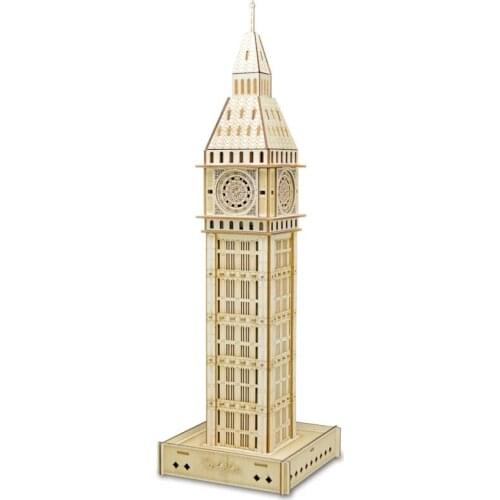 Laser-Cut DIY 3D Puzzle Toy Architectural model series Big Ben DIY Wooden Jigsaw Assembly Toy Children Gift