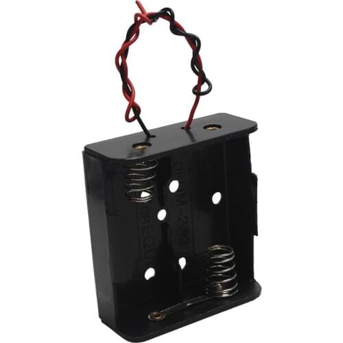 MasterFire 500pcs/lot Black Plastic DIY Battery Holder Storage Box Case 2 Slots C Size 3V Batteries Holder Cover Cell with Wires