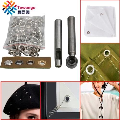 4-20mm Metal Ring Buckle Making Tools Leathercraft DIY Hole Punch Handbags Shade Tarp Grommet Manual Mold +100 Metal Eyelets