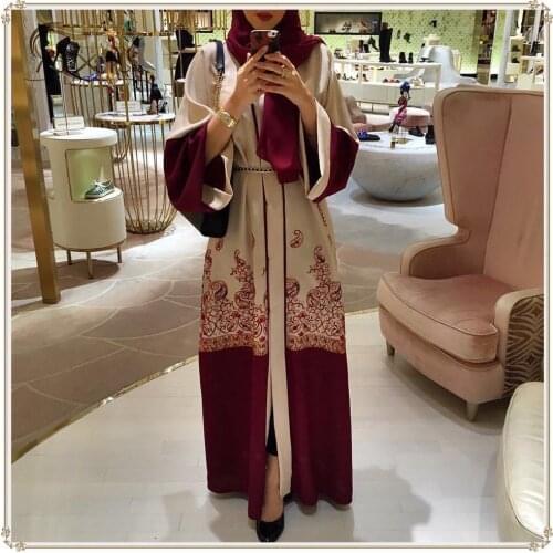 Fashion Muslim Print Abaya Full Dresses Cardigan Kimono Long Robe Gowns Tunic Jubah Middle East Ramadan Arab Islamic Clothing