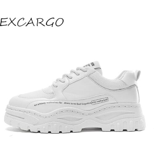 EXCARGO Shoes Mens White Sneakers Platform 2019 New hot autumn Shoes For Men Chunky Sneakers Black Breathable Comfortable