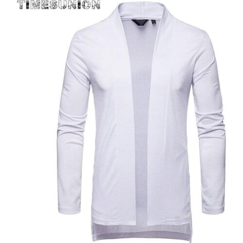 Male Thin Sweaters Coat 2020 Spring Solid Color Mens Irregular Knit Cardigan Mens Fashion Long Sweater Overcoat