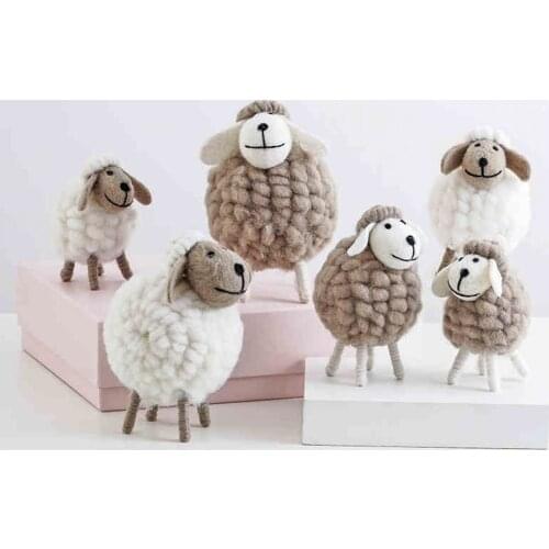 Desktop Cute Toys Mini Table Ornaments Cartoon Wool Felt Sheep Lamb Decorations Home Furnishings For Gift Festival White