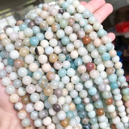 Natural Colorful Amazonite Round Loose Stone Beads For Jewelry Making 15.5 inches Pick Size 6/8/10/12 mm DIY Bracelets Necklace