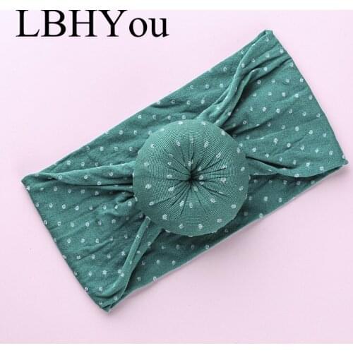 1pcs Polka Dot Donut Nylon Headbands,Baby Girls Stretchy Wide Nylon Headwraps,Handmade Turban Head Wear,Kids Hair Accessories