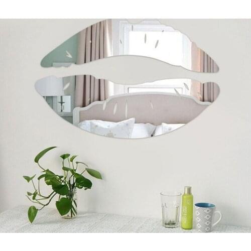 New Style DIY Art Mural Decals Home Decor Sexy Lips Wall Sticker Simple Shine 3D Mirror Stickers Acrylic Mirror Kiss Lips