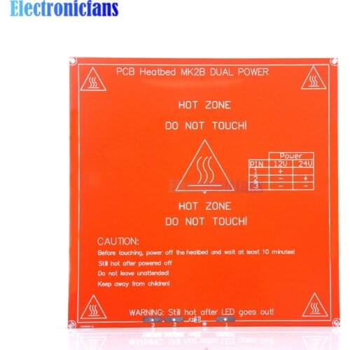 Upgraded MK2B Heated Bed PCB Heatbed Dual 12V 24V Red MK2 B Hot HotBed 3D Printers Part Heat 214mmx214mm Accessories