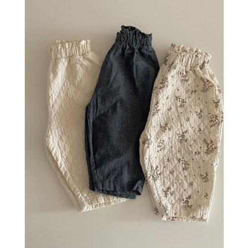 Autumn new boys' and girls' floral solid color casual pants childrens baby loose radish pants