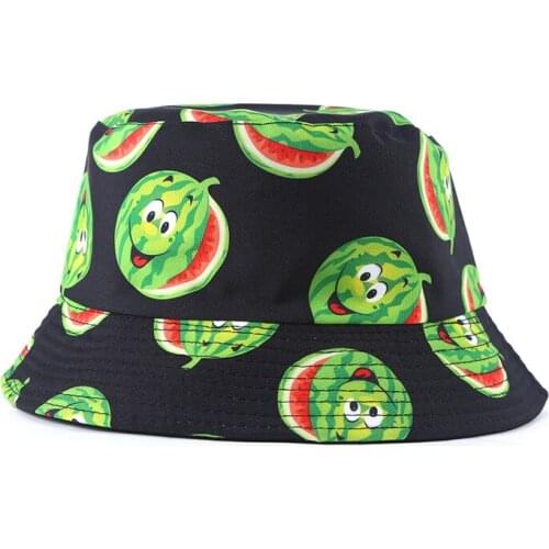 Unisex Bob Cap Fashion Fruit printed double-sided Bucket Hat Women Men Foldable sunscreen basin hat Hip Hop cap fisherman hats
