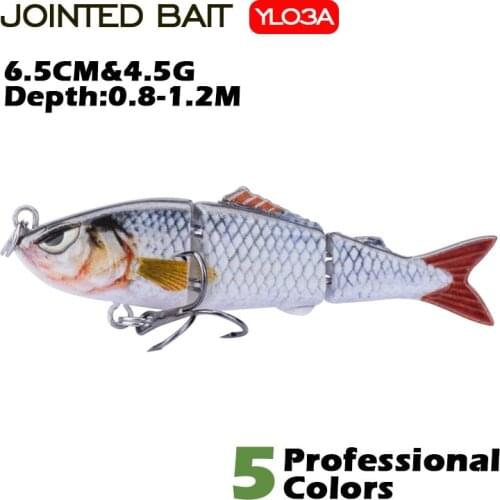 Agoie Fishing Lure 6.5cm/4.5g 3 Segments Artificial Pike Lure Bait Multi Jointed Bait Lifelike Sinking Wobblers Fishing Tackle