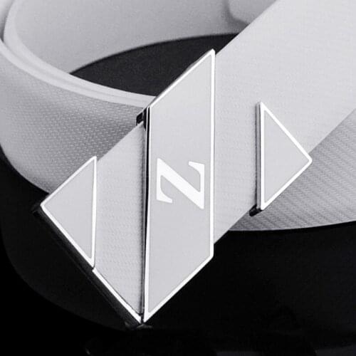 High Quality new fashion Z letter genuine leather off white belt men solid buckle casual personality smooth buckle student belt