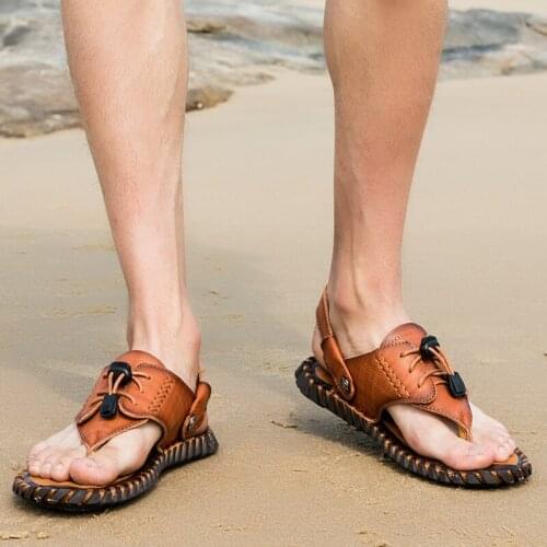 Chancla Hombre Mens Shoes Breathable Men Sandals Leather Summer Roman Sneakers Man Rubber Flip Flops