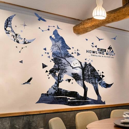 Wolf Forest Wall Stickers DIY Animal Wall Decals for House Kids Bedroom Baby Room Nursery Home Decoration