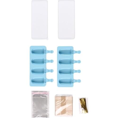 Silicone Ice Cream Mold with Sealing Lid 4 Cavities Leakproof Popsicle Mold Baking DIY Accessory