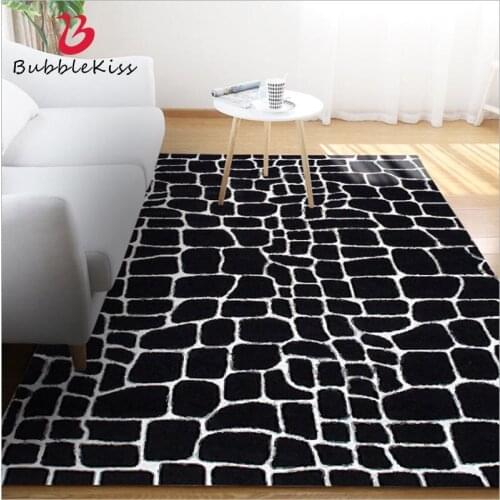 Bubble Kiss Modern Minimalist Black White Stone Pattern Carpets For Living Room Home Delicate Bedroom Area Rug Floor Door Mat