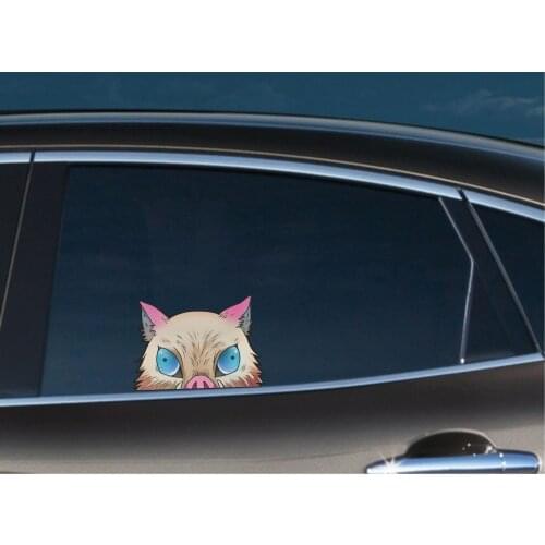 Car Styling Sticker Auto Oil Tank Window Body Vinyl Computer Decals for Anime Cartoon DEMON SLAYER INOSUKE HASHIBIRA FIGHT ME