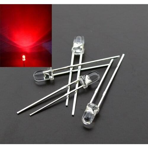 Free shipping 1000pcs 3mm Transparent Round Red light Colour LED emitting diode Red Colour