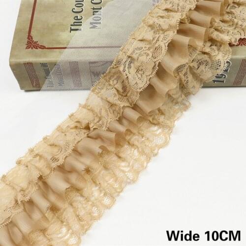 10CM Wide Luxury Purple Coffee Three Layers 3d Pleated Chiffon Fabric Lace Applique Ruffle Trim Ribbon Dress Skirts Sewing Decor