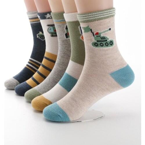 2019 New Spring Autumn Children Socks Hot Cotton Stripe Boys Socks 3-15 Year Kids socks For Girls 5 Pairs / lot