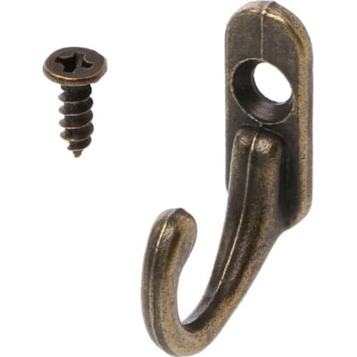 10PCS Vintage Bronze Double Coat Hangers Wall Mounted Entryway Hooks With Screws
