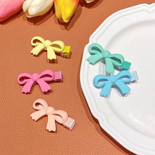New Girls Cute Colorful Bow Plastic Hairpins Kids Sweet Side Hair Clips Barrettes Hairgrips Headband Fashion Hair Accessories