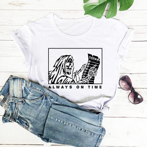 Always On Time Halloween Ghost Print 100%Cotton Women Tshirt Family Halloween Party Shirt Unisex Summer Casual Short Sleeve Top