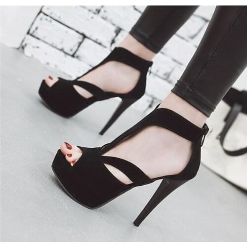 YMECHIC 2019 Summer Black Women Shoes High Heel Sandals Peep Toe Platform High Super Boot Sandal Stiletto Elegant Party Shoes