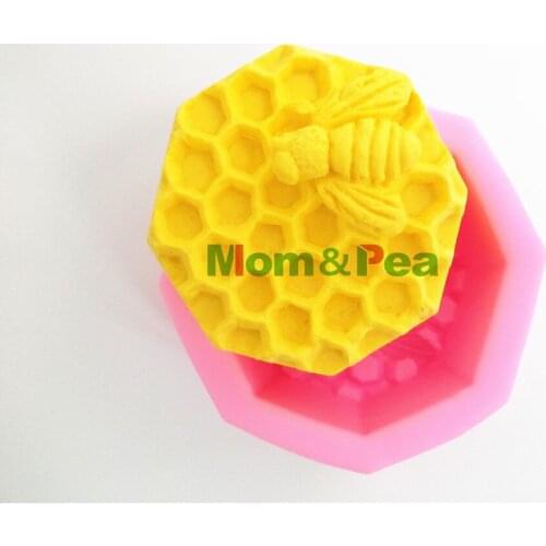 Mom&Pea 0411 Free Shipping Bee & Honeycomb Silicone Soap Mold Cake Decoration Fondant Cake 3D Mold Food Grade Silicone Mould