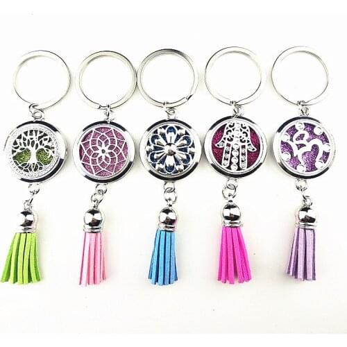 1pc Mandala Tree of life Ethnic style Essential Oil Diffuser Necklace,Aromatherapy Perfume Locket pendent with tassel pad