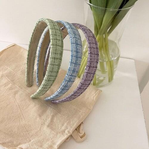 1pcs Vintage Wide Headbands Solid Plaids Hairbands Set For Women Head Wrap Girls Tiara Elegant Headwear Candy Color Hair Hoop
