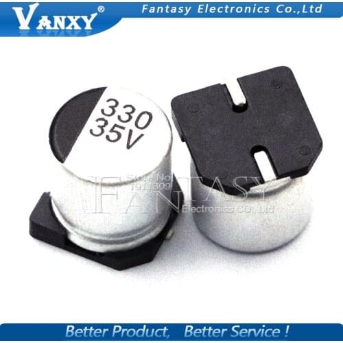 10PCS Electrolytic capacitor 35V330UF 10*10mm SMD aluminum electrolytic capacitor 330uf 35v