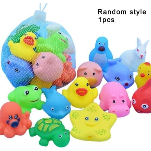 10 Pcs Cute Animals Swimming Water Toys Colorful Soft Rubber Float Squeeze Sound Squeaky Bathing Toy For Baby Bath Toys