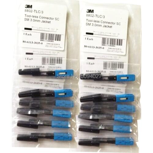 10pcs SCUPC sc apc connector 3M 8802-TLC/3 single mode fiber optic quick connector SC/UPC 3.0MM FTTH conector optico