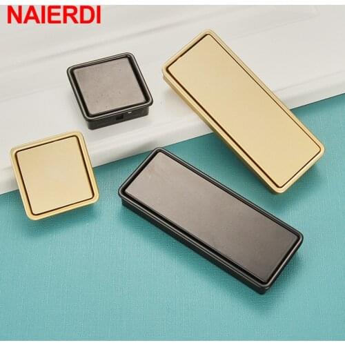 NAIERDI 10PCS Black Gold Sliding Door Handle Hidden Cabinet Handles Interior Pulls Wardrobe Handle Kitchen Drawer Pulls Hardware