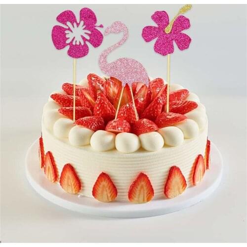 10pcs Palm Leaves Flamingo Cupcake Topper Hawaiian Luau Summer Cake Decoration Kids Jungle Birthday Party Tropical Wedding