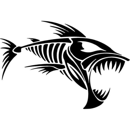 12.7*8.7CM Skeleton Fish Bones Vinyl Decal Car Sticker Window Decoration Fashion Funny Car Sticker C4-0763