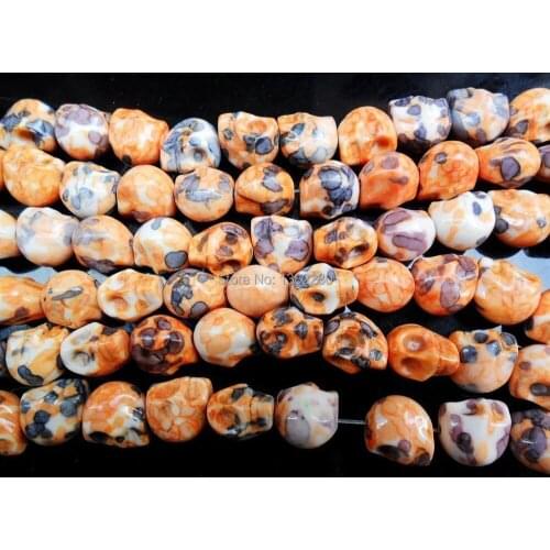 ! 12mm Rain Flower Stone Skull head glass animal Beads luster Bright-DIY JT5175 european brand berloque prata