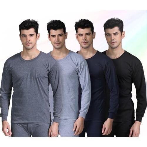 2 PCS/set Autumn Thin Style Men Thermal Underwear Set Solid Color Slim Round Neck Tops Pants Set Long Johns Mens Clothingt MY318