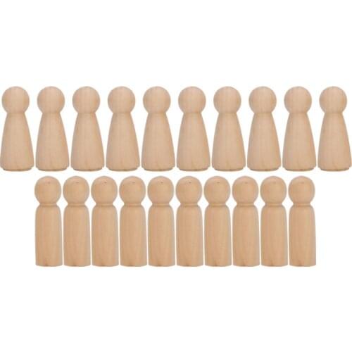 20PCs Innovative Puppet Marionette Crafts Ornaments DIY Toy Wooden for Family / School / Community Dolls Unfinished Wood Blank