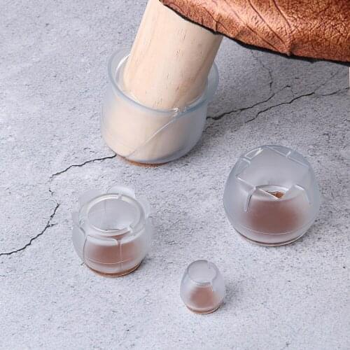 4Pcs Silicone Mute Solid Thick Anti-slip Furniture Wood Floor Table Feet Cover Floor Protector Wear-resistant Chair Leg Cap Pad