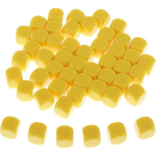 50x Round Edge Blank Dices D6 D&D RPG Party Gaming Playing Dice Yellow