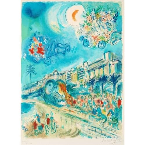 Abstract figures lover pastoral flower carriage oil painting canvas printings printed on canvas wall art decoration picture