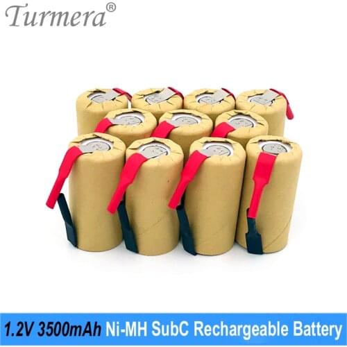 Turmera Sub C 3500mAh 30A 1.2V Ni-MH Rechargeable Battery Soldering Strip for 9.6V 10.8V 12V 14.4V 18V 24V Screwdriver Drill Use