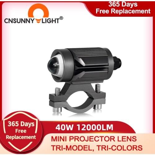 CNSUNNYLIGHT Bi-Color Tri-Model Moto LED Headlight Projector Lens Car Driving Spot Fog DRL SUV Auxiliary Styling Light Accessory