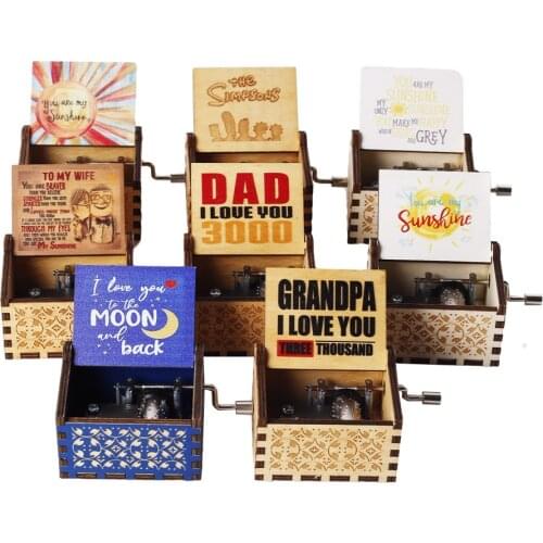 FAST SHIP You Are My Sunshine TO MY Wife MOM I Love You Wood Hand Crank Music Box Musical Box Valentines Day Christmas Gifts