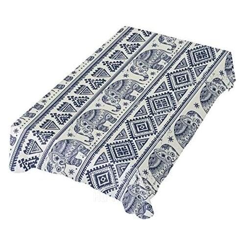 Elephant Lotus Animal Tablecloth Wrinkle Resistant Table Cover Dining Room Kitchen Party