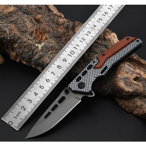 3CR13 Color Wood Folding Knife Stainless Steel Outdoor Self-defense Knife Multifunctional Survival Tactical Knifes